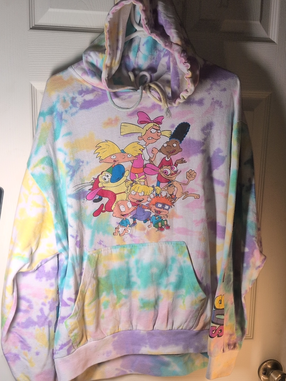 Nickelodeon Tie-Dye Rugrats Hoodie - Pastel Yellow, Purple, Green, Blue